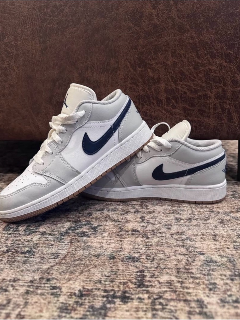 Jordan 1 Low White & Navy Low-Top Sneakers